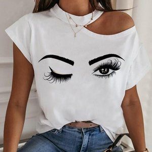 Eyelash Womans Top White & Black -New